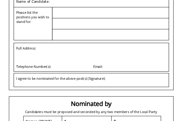 DDLD executive nomination form